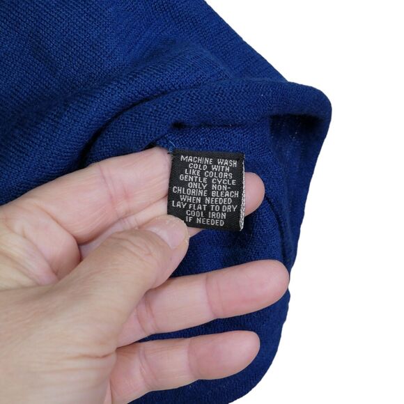 Neiman Marcus Men's Sz XL Lapis Blue Merino Wool Blend Sweater Preppy - Picture 4 of 9